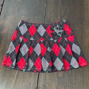 Girls Gray & Red Plaid Skirt